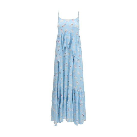 Dress by Fiorucci for women in viscose blue & print features an sultry silhouette defined by a and , falling to an sultry maxi long for a sultry look.