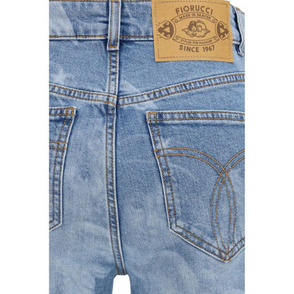 Jeans by Fiorucci for women in denim cotton blue & print presents a tailored silhouette, showcasing a tailored skinny, flared & slim and long cut with a refined high rise for a truly tailored aesthetic.