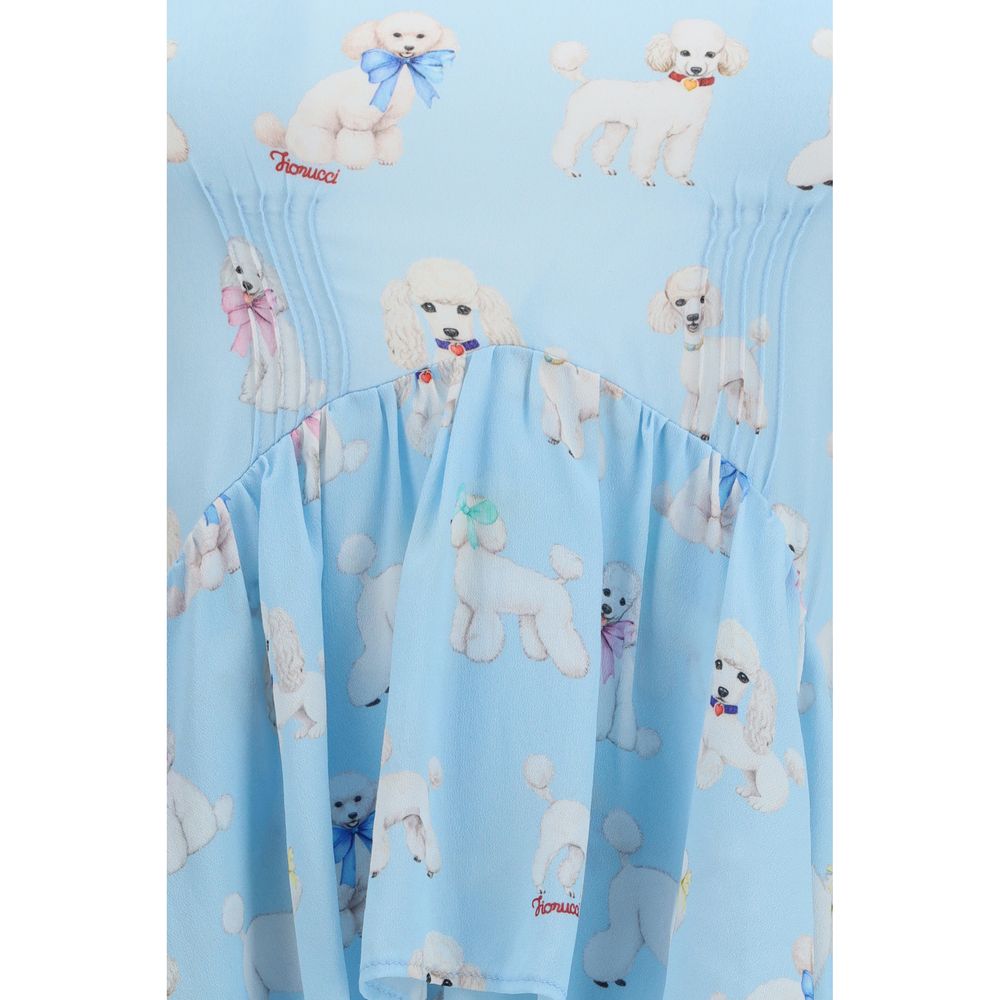Dress by Fiorucci for women in viscose blue & print features an eye catching silhouette with a sophisticated , elegant , and a refined maxi long for a eye catching aesthetic.