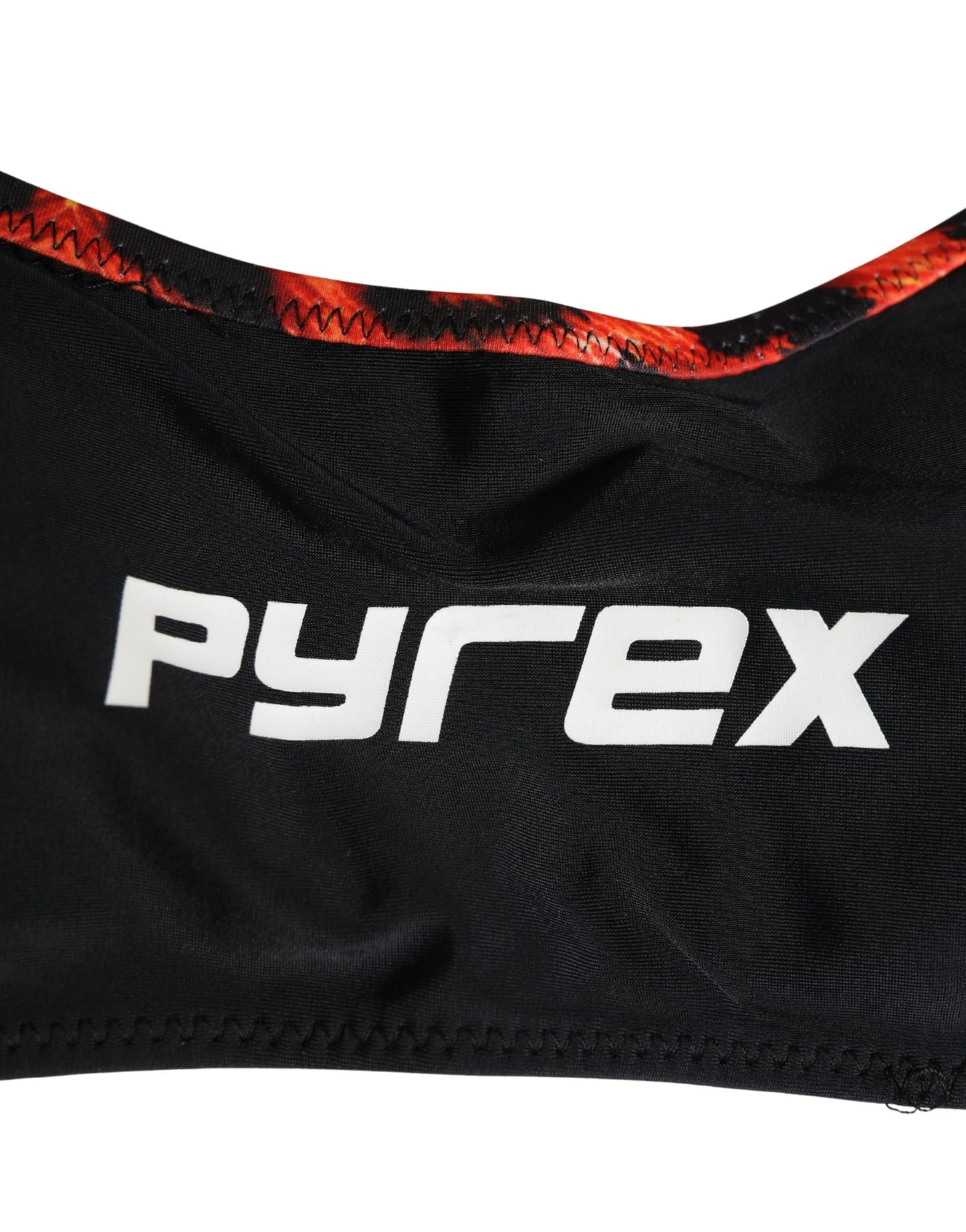 Pyrex Black Top Orange Leopard Print Bottom 2 Piece Swimwear