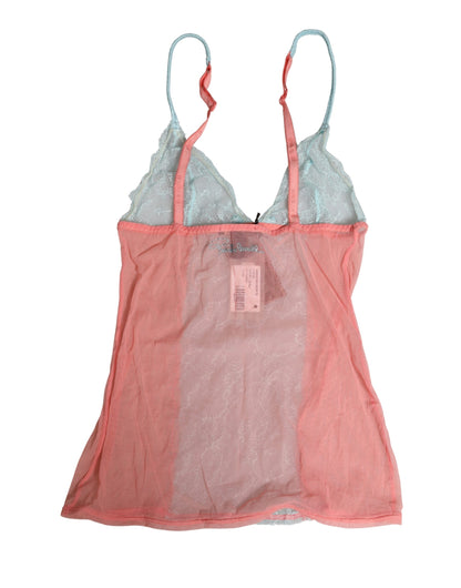 Roberto Cavalli Multicolor Sheer Lace Lingerie Chemise Top Underwear