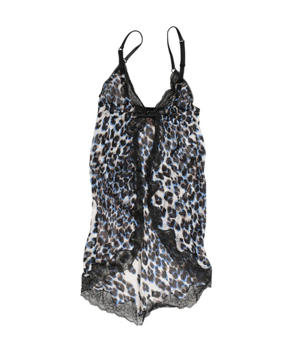 Roberto Cavalli Multicolor Leopard Babydoll Chemise Underwear