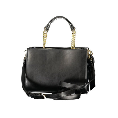 Handbag by Mario Valentino for women in polyurethane black features a ornamental silhouette, showcasing a secure , ample , and ornamental for a sophisticated look.
