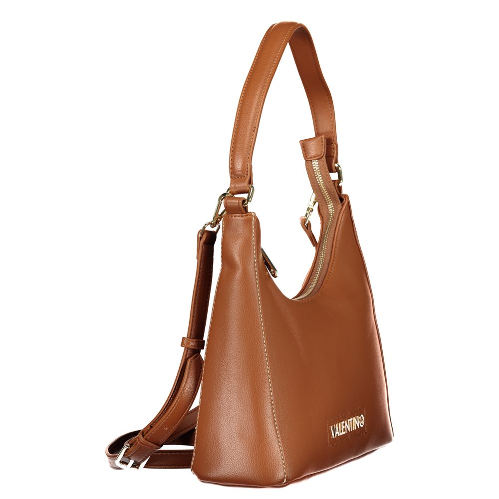 This Handbag by Mario Valentino for women in polyurethane and brown presents a sculptural silhouette featuring a secure , ample , and versatile for a sculptural finish.