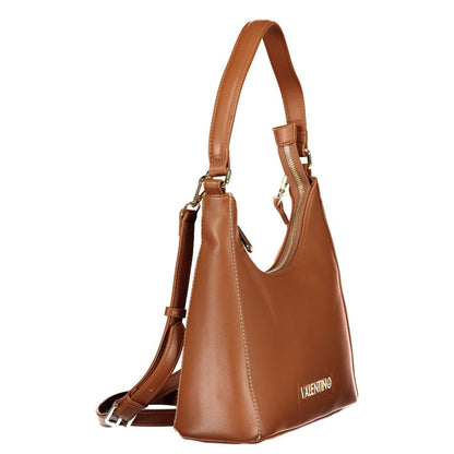 This Handbag by Mario Valentino for women in polyurethane and brown presents a sculptural silhouette featuring a secure , ample , and versatile for a sculptural finish.