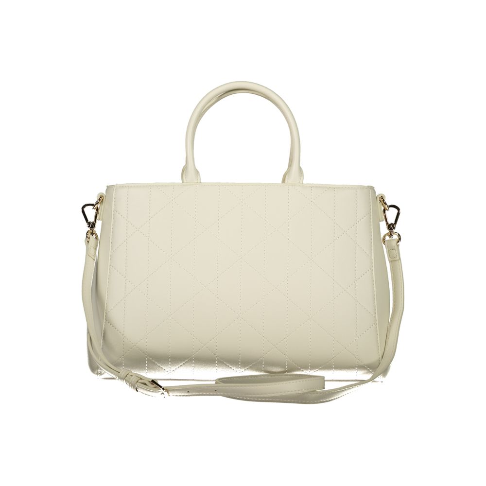 This Evening Handbag by Mario Valentino for women in polyurethane and white presents a sculptural silhouette featuring a secure , ample , and versatile for a sculptural finish.
