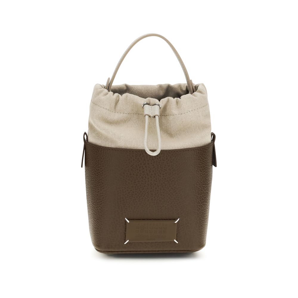 Bucket Handbag by Maison Margiela for women in bos taurus calf leather brown & signature features a effortlessly chic silhouette, showcasing a secure , ample , and versatile for a effortlessly chic look.