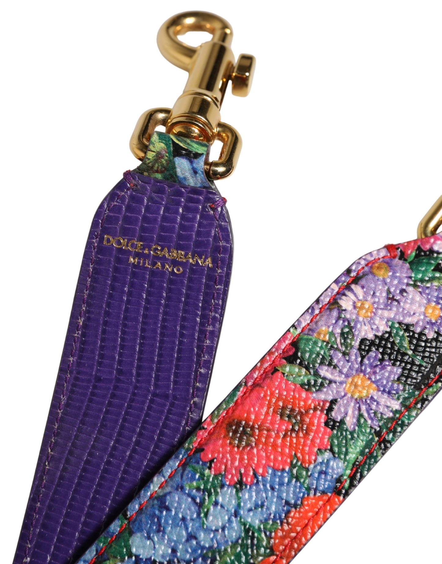 Shoulder Strap by Dolce & Gabbana for women in calf leather gold, multicolor & floral features a dynamic silhouette, artfully enhancing the dynamic design of this Calf Leather Shoulder Strap.