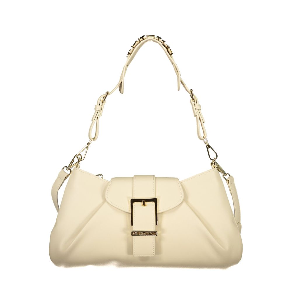 Handbag by Mario Valentino for women in polyethylene beige features a signature silhouette, showcasing a secure snap & zipper and signature internal-pockets with versatile shoulder-strap, adjustable-strap & handle for a sophisticated look.