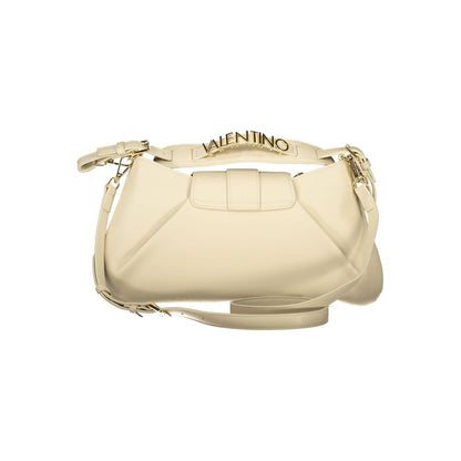 Handbag by Mario Valentino for women in polyethylene beige features an refined silhouette, showcasing a secure snap & zipper, ample internal-pockets, and versatile shoulder-strap, adjustable-strap & handle for a sophisticated refined aesthetic.