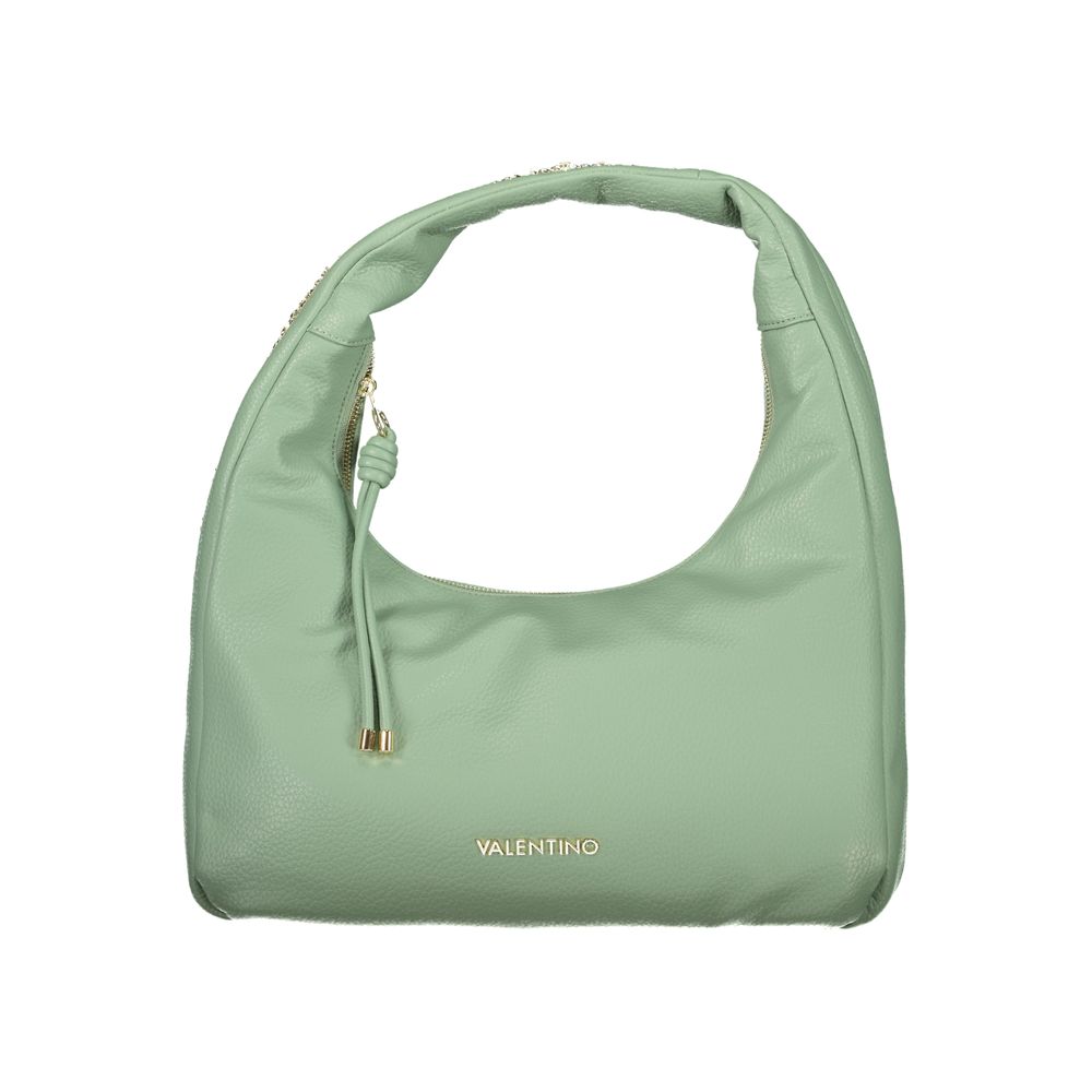 Shoulder Handbag by Mario Valentino for women in polyethylene green features an refined silhouette, showcasing a secure zipper, ample internal-pockets, and versatile shoulder-strap & handle for a sophisticated refined aesthetic.