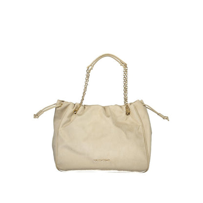 Shoulder Drawstring Handbag by Mario Valentino for women in polyethylene beige & signature presents a ornamental silhouette, showcasing a secure snap & drawstring, ample document-holder & internal-pockets, and versatile shoulder-strap, handle & adjustable-strap for a ornamental finish.