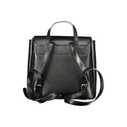 Backpack by Mario Valentino for women in polyethylene black showcases a stately Polyethylene Backpack design, featuring a secure snap & zipper with stately built-in-compartments & internal-pockets and versatile handle, backpack-strap & adjustable-strap.