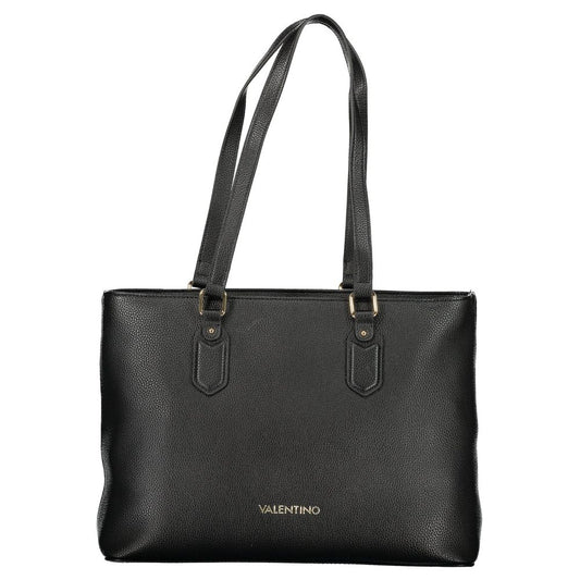 Shoulder Handbag by Mario Valentino for women in polyethylene black & signature features an refined silhouette, showcasing a secure zipper, ample internal-pockets, and versatile shoulder-strap & handle for a sophisticated refined aesthetic.
