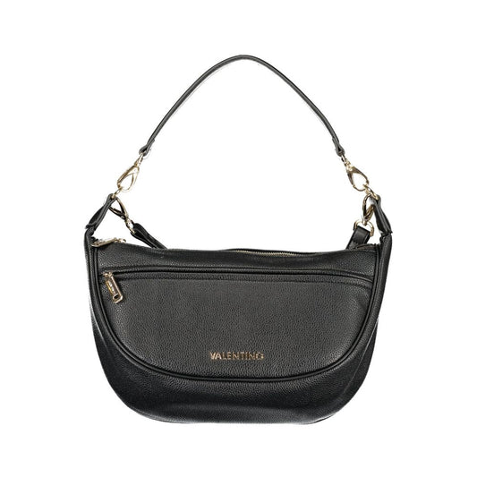 Handbag by Mario Valentino for women in polyethylene black features a signature silhouette, showcasing a secure zipper and signature document-holder, external-pockets & internal-pockets with versatile shoulder-strap, adjustable-strap & handle for a sophisticated look.