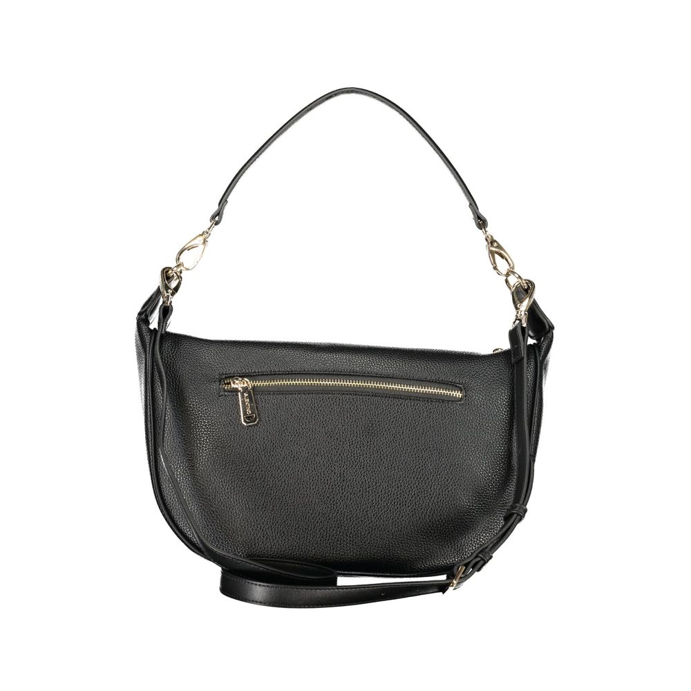 Handbag by Mario Valentino for women in polyethylene black presents a ornamental silhouette, showcasing a secure zipper, ample document-holder, external-pockets & internal-pockets, and versatile shoulder-strap, adjustable-strap & handle for a ornamental finish.
