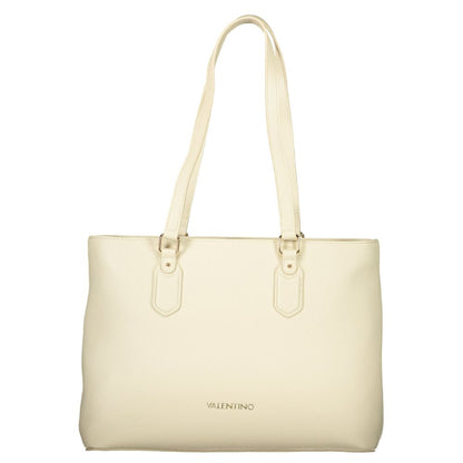 Shoulder Handbag by Mario Valentino for women in polyethylene beige & signature features a refined silhouette, showcasing a secure zipper, organized internal-pockets, and versatile shoulder-strap & handle for a refined finish.