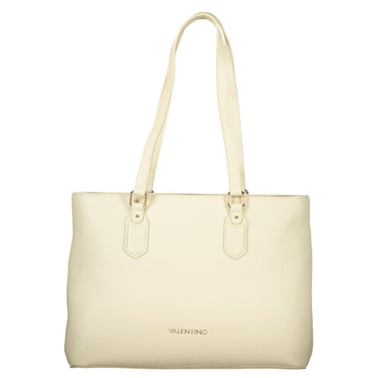 Shoulder Handbag by Mario Valentino for women in polyethylene beige & signature features a refined silhouette, showcasing a secure zipper, organized internal-pockets, and versatile shoulder-strap & handle for a refined finish.