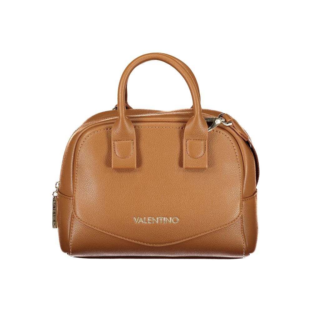 Handbag by Mario Valentino for women in polyethylene brown features a ornamental silhouette, showcasing a secure zipper, ample document-holder & internal-pockets, and ornamental shoulder-strap, adjustable-strap & handle for a sophisticated look.