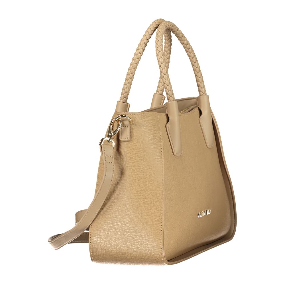 Handbag by Mario Valentino for women in polyethylene beige features a ornamental silhouette, showcasing a secure zipper, ample internal-pockets, and ornamental shoulder-strap, handle & adjustable-strap for a sophisticated look.