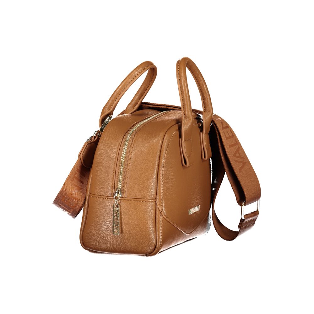 Handbag by Mario Valentino for women in polyethylene brown features a refined silhouette, showcasing a secure zipper, organized document-holder & internal-pockets, and versatile shoulder-strap, adjustable-strap & handle for a refined finish.