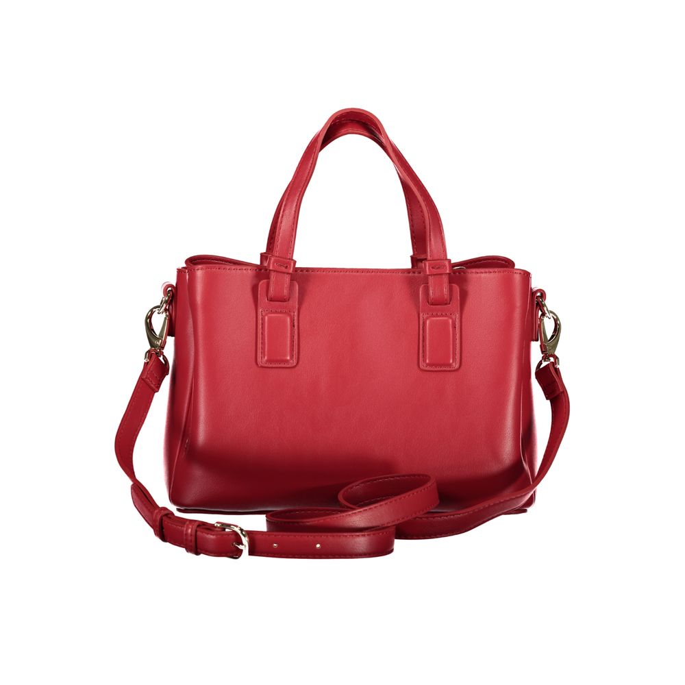 Handbag by Mario Valentino for women in polyethylene red features an refined silhouette, showcasing a secure zipper, ample external-pockets & internal-pockets, and versatile shoulder-strap, adjustable-strap & handle for a sophisticated refined aesthetic.