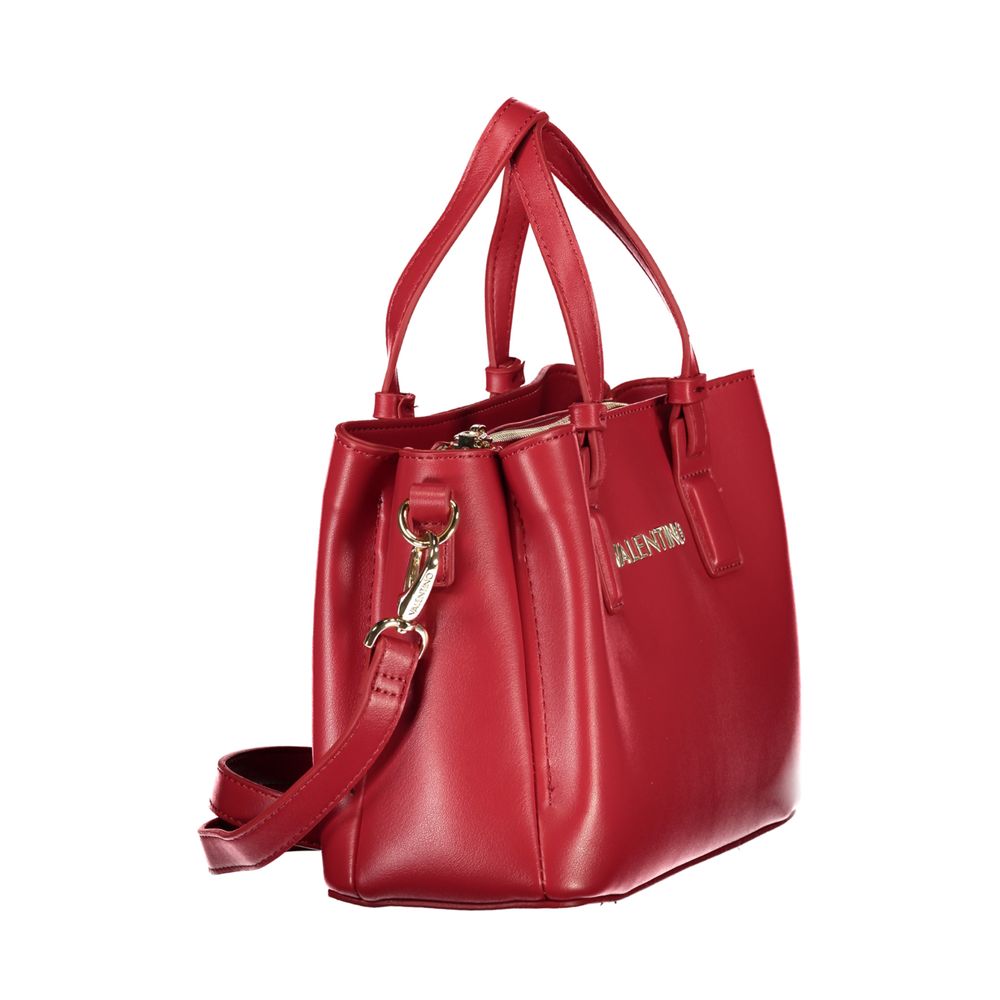 Handbag by Mario Valentino for women in polyethylene red features a signature silhouette, showcasing a secure zipper and signature external-pockets & internal-pockets with versatile shoulder-strap, adjustable-strap & handle for a sophisticated look.