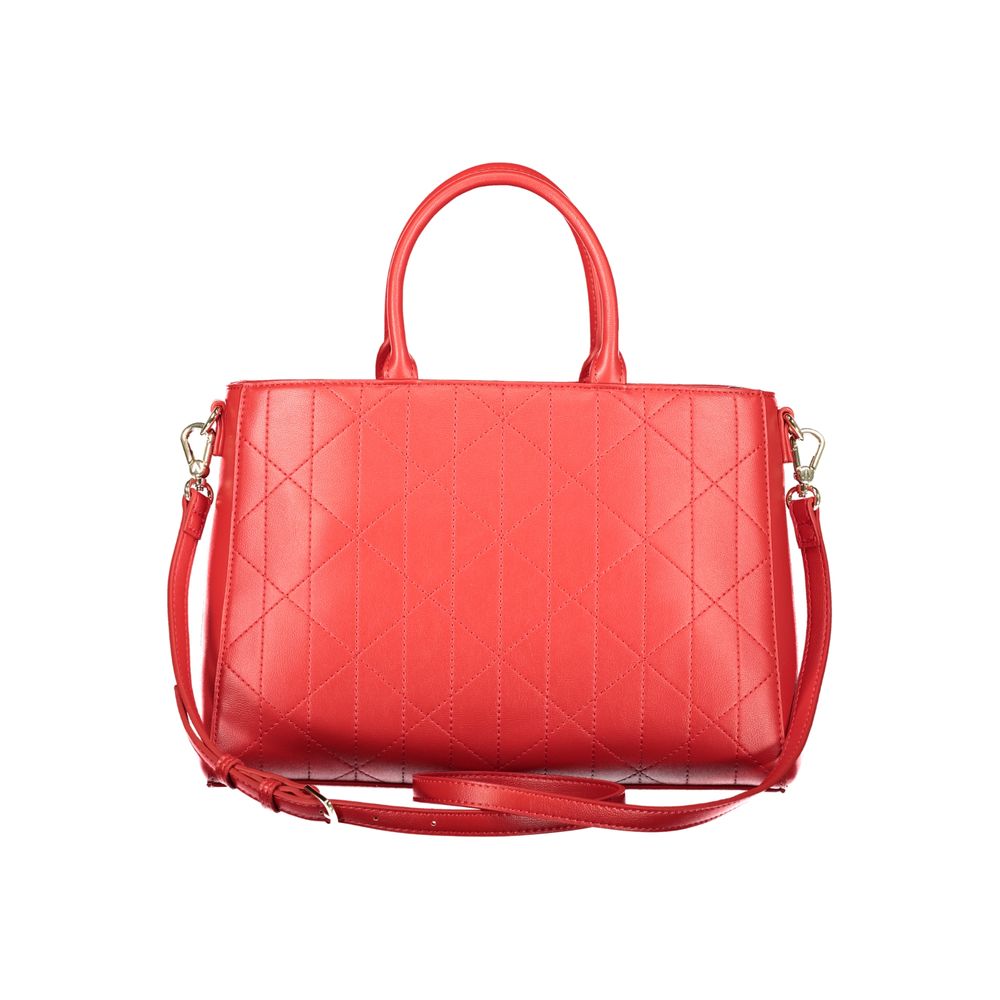 Handbag by Mario Valentino for women in polyethylene red features a refined silhouette, showcasing a secure snap & zipper, organized external-pockets & internal-pockets, and versatile shoulder-strap, handle & adjustable-strap for a refined finish.