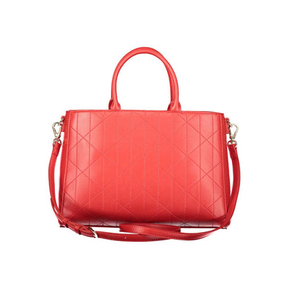 Handbag by Mario Valentino for women in polyethylene red features a refined silhouette, showcasing a secure snap & zipper, organized external-pockets & internal-pockets, and versatile shoulder-strap, handle & adjustable-strap for a refined finish.