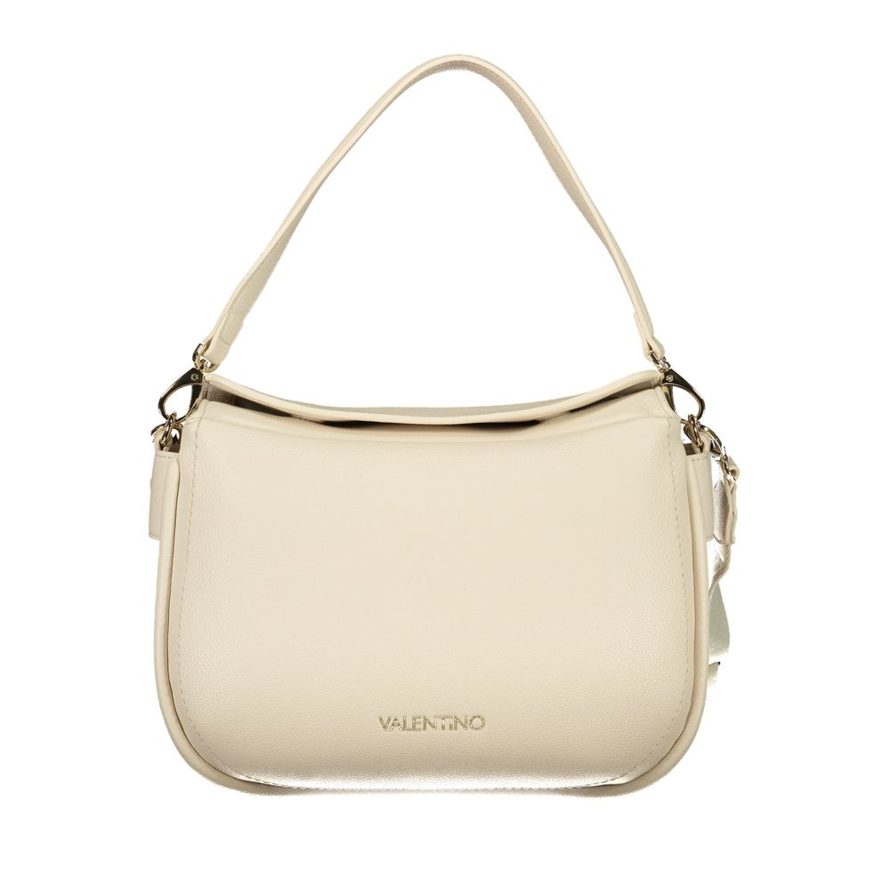 Crossbody Handbag by Mario Valentino for women in polyethylene beige features a ornamental silhouette, showcasing a secure magnetic, ample built-in-compartments & internal-pockets, and ornamental crossbody-strap, shoulder-strap, adjustable-strap & handle for a sophisticated look.