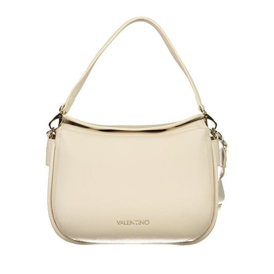 Crossbody Handbag by Mario Valentino for women in polyethylene beige features a ornamental silhouette, showcasing a secure magnetic, ample built-in-compartments & internal-pockets, and ornamental crossbody-strap, shoulder-strap, adjustable-strap & handle for a sophisticated look.