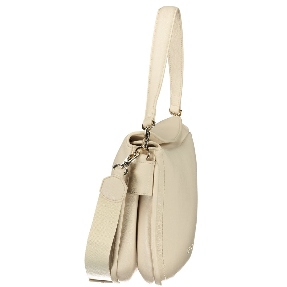 Crossbody Handbag by Mario Valentino for women in polyethylene beige features a signature silhouette, showcasing a secure magnetic and signature built-in-compartments & internal-pockets with versatile crossbody-strap, shoulder-strap, adjustable-strap & handle for a sophisticated look.