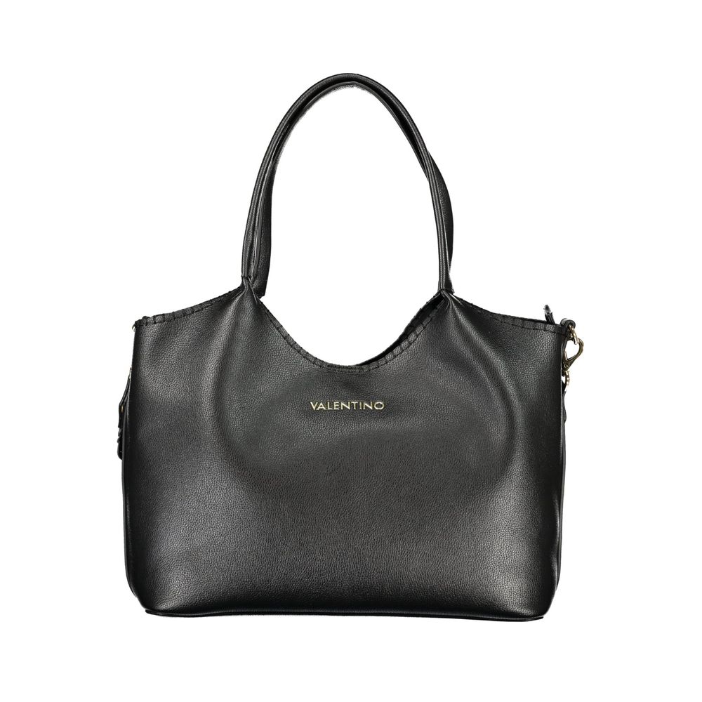 Handbag by Mario Valentino for women in polyethylene black & signature features a ornamental silhouette, showcasing a secure snap & zipper, ample external-pockets & internal-pockets, and ornamental shoulder-strap & handle for a sophisticated look.