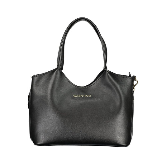 Handbag by Mario Valentino for women in polyethylene black & signature features a ornamental silhouette, showcasing a secure snap & zipper, ample external-pockets & internal-pockets, and ornamental shoulder-strap & handle for a sophisticated look.