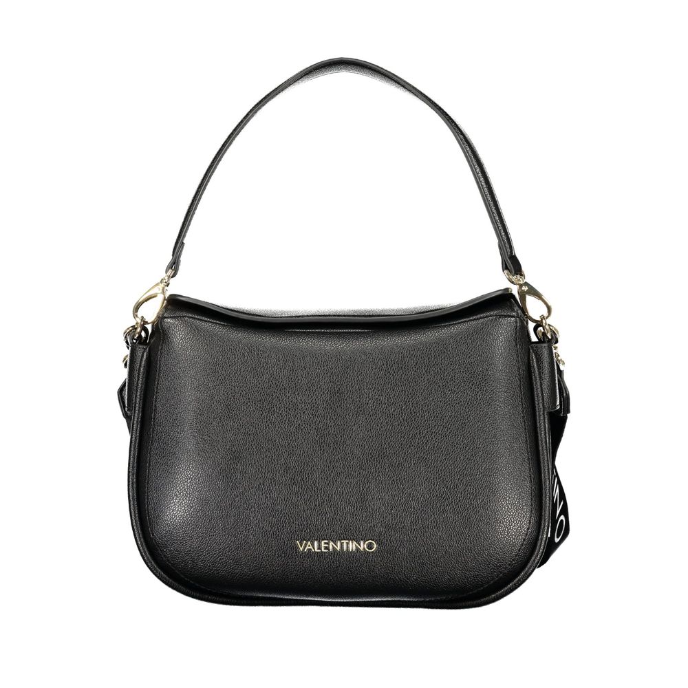 This Handbag by Mario Valentino for women in polyethylene and black & signature presents a sculptural silhouette featuring a secure magnetic, ample built-in-compartments & internal-pockets, and versatile shoulder-strap, adjustable-strap & handle for a sculptural finish.