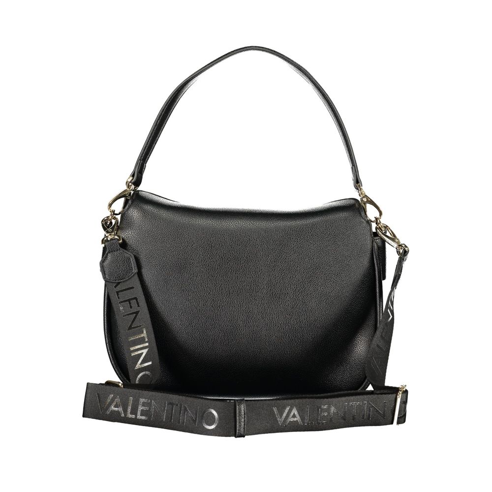 Handbag by Mario Valentino for women in polyethylene black & signature features a signature silhouette, showcasing a secure magnetic and signature built-in-compartments & internal-pockets with versatile shoulder-strap, adjustable-strap & handle for a sophisticated look.