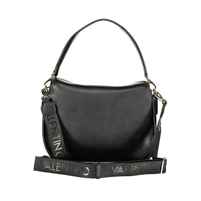 Handbag by Mario Valentino for women in polyethylene black & signature features a signature silhouette, showcasing a secure magnetic and signature built-in-compartments & internal-pockets with versatile shoulder-strap, adjustable-strap & handle for a sophisticated look.