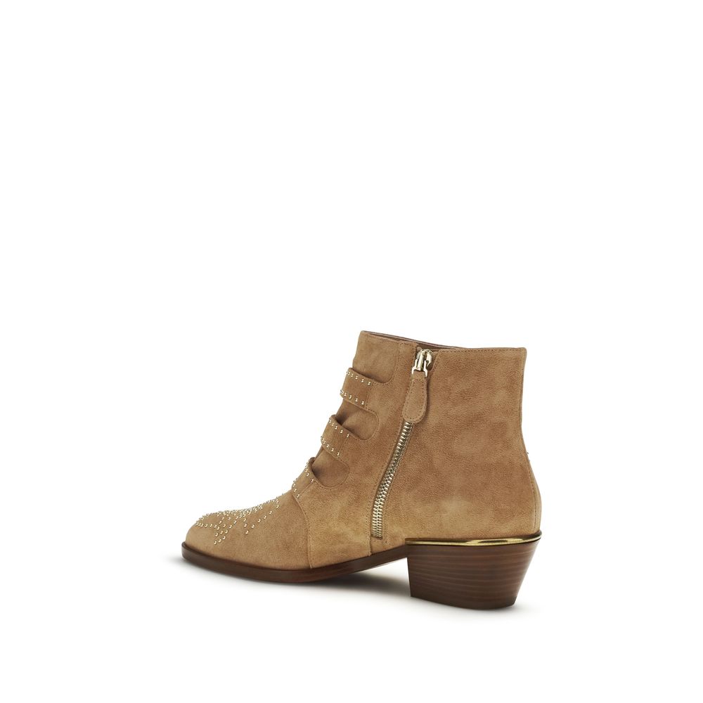 Ankle Strap Boots by Chloé for women in bos taurus suede calf leather beige showcases a ergonomic silhouette from the Women's Bos Taurus Suede Calf Leather Ankle Strap Boots collection, featuring a ergonomic and a ergonomic .
