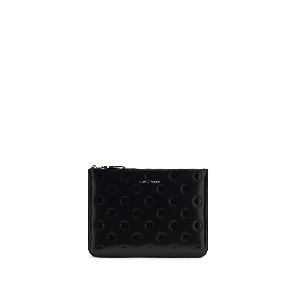 Wallet by Comme Des Garçons for men in bos taurus calf leather black, gold & signature presents a architectural silhouette from the Bos Taurus Calf Leather Wallet collection, showcasing architectural for a architectural finish.