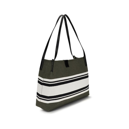 This Medium Tote Handbag by Balmain for women in polyester cotton & suede calfskin leather and black presents a sculptural silhouette featuring a secure snap & button, ample , and versatile adjustable-strap for a sculptural finish.
