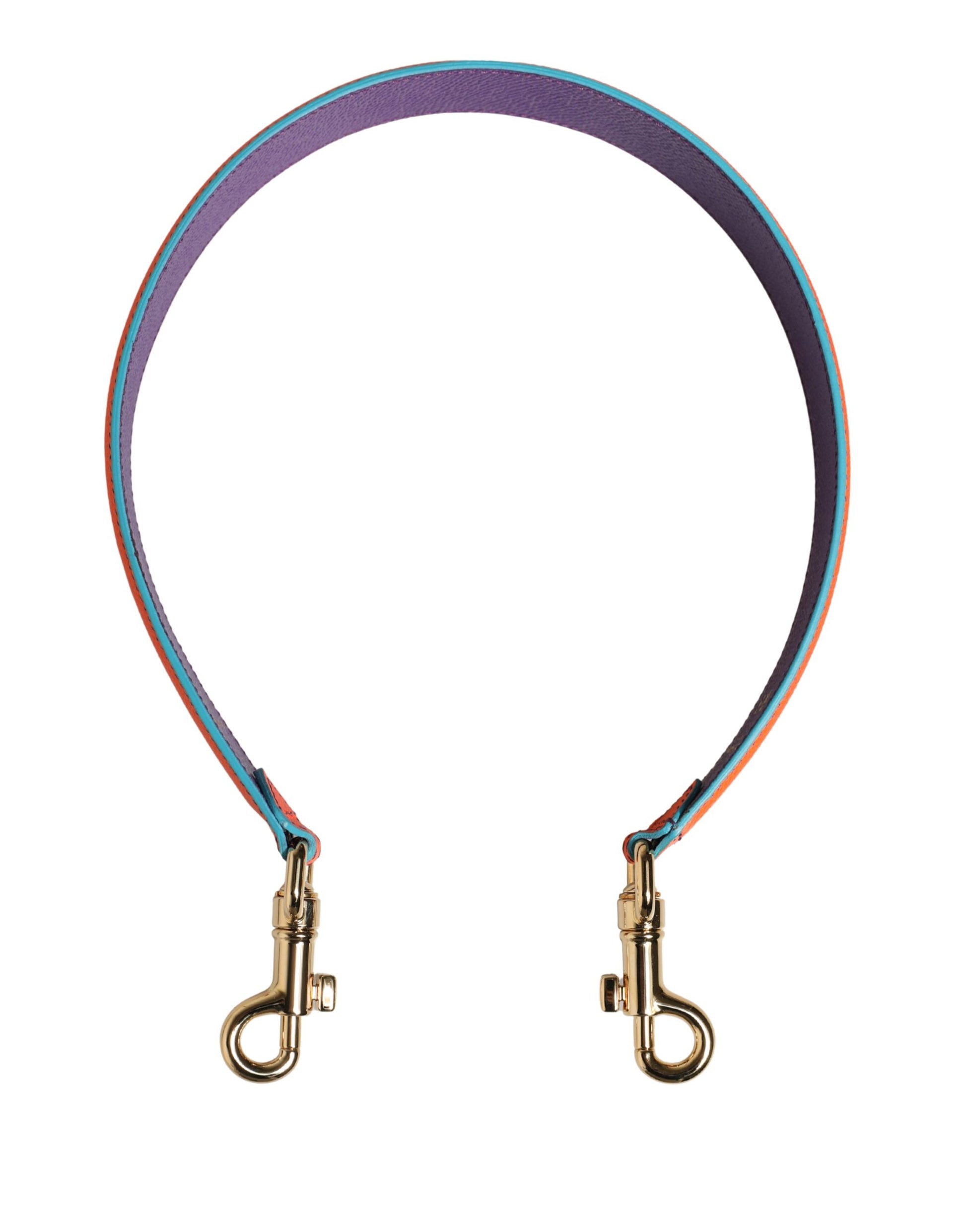 Shoulder Strap by Dolce & Gabbana for women in calf leather gold, orange & purple features a dynamic silhouette, artfully enhancing the dynamic design of this Calf Leather Shoulder Strap.