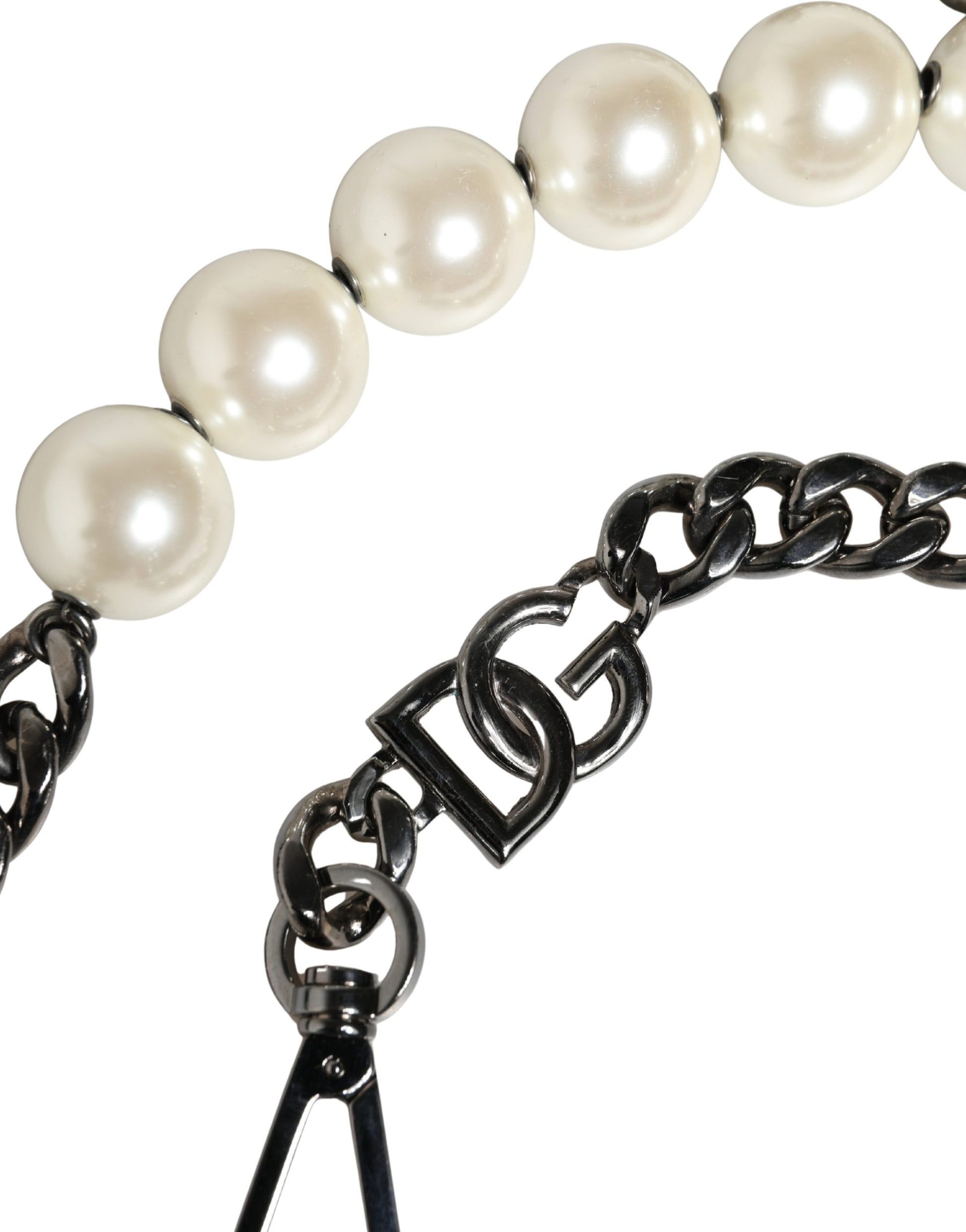 Shoulder Strap from Dolce & Gabbana for women in brass zamak & calf leather pearl, silver & white features an on trend design from the Brass Zamak Calf Leather Shoulder Strap collection, highlighting a premium look.