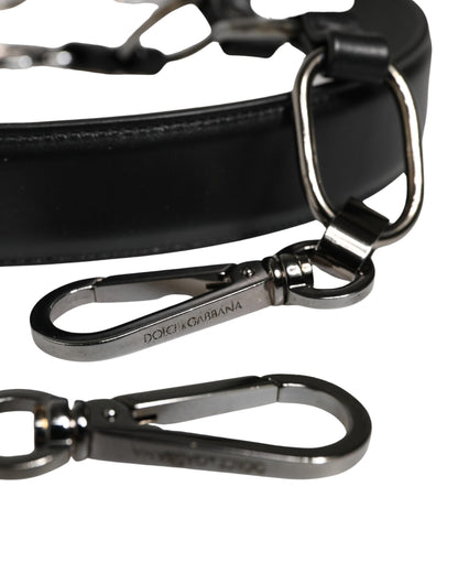 Shoulder Strap by Dolce & Gabbana for women in brass zamak & calf leather black & silver showcases a enviable design, perfect for elevating any ensemble as part of the Brass Zamak Calf Leather Shoulder Strap collection.