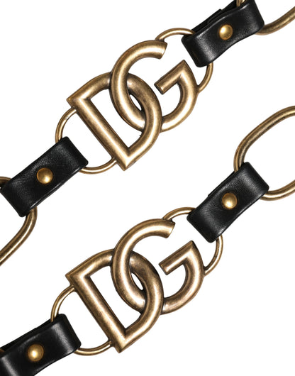 Shoulder Strap by Dolce & Gabbana for women in brass zamak & calf leather black & gold features a dynamic silhouette, artfully enhancing the dynamic design of this Brass Zamak Calf Leather Shoulder Strap.