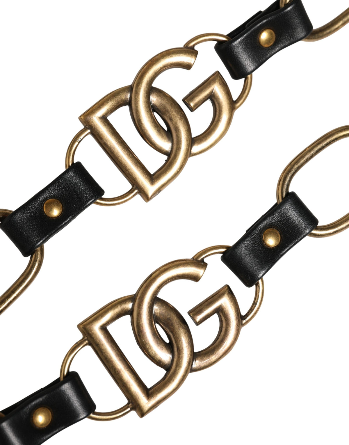 Dolce & Gabbana Brass Zamak Calf Leather Shoulder Strap - Black Gold