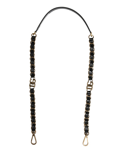Shoulder Strap by Dolce & Gabbana for women in brass zamak & calf leather black & gold features an stylish design, beautifully completing the signature look of the Brass Zamak Calf Leather Shoulder Strap.