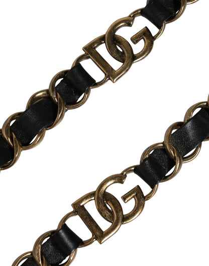 Shoulder Strap from Dolce & Gabbana for women in brass zamak & calf leather black & gold features an on trend design from the Brass Zamak Calf Leather Shoulder Strap collection, highlighting a premium look.