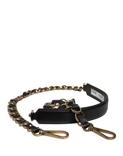 Shoulder Strap by Dolce & Gabbana for women in brass zamak & calf leather black & gold features a effortlessly chic design, perfectly complementing the signature look of the Brass Zamak Calf Leather Shoulder Strap.
