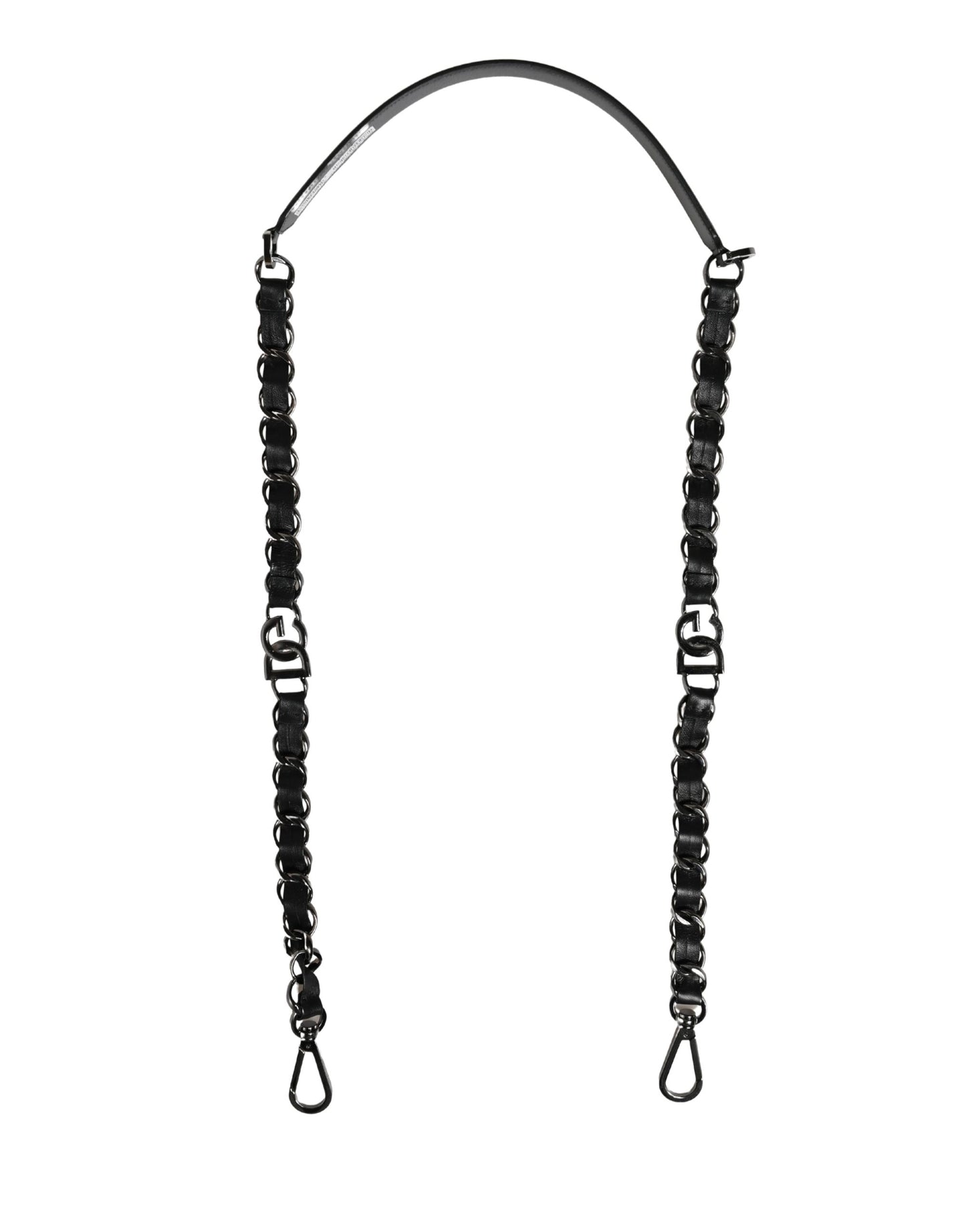 Shoulder Strap by Dolce & Gabbana for women in brass zamak & calf leather black & silver features a dynamic silhouette, artfully enhancing the dynamic design of this Brass Zamak Calf Leather Shoulder Strap.