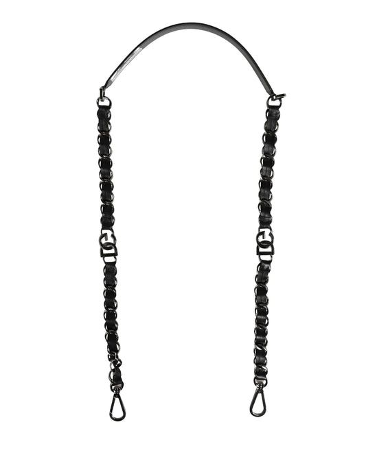 Shoulder Strap by Dolce & Gabbana for women in brass zamak & calf leather black & silver features a dynamic silhouette, artfully enhancing the dynamic design of this Brass Zamak Calf Leather Shoulder Strap.